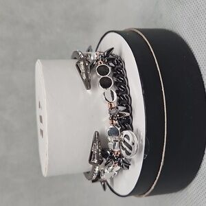 Silver and Black Chain Bracelet